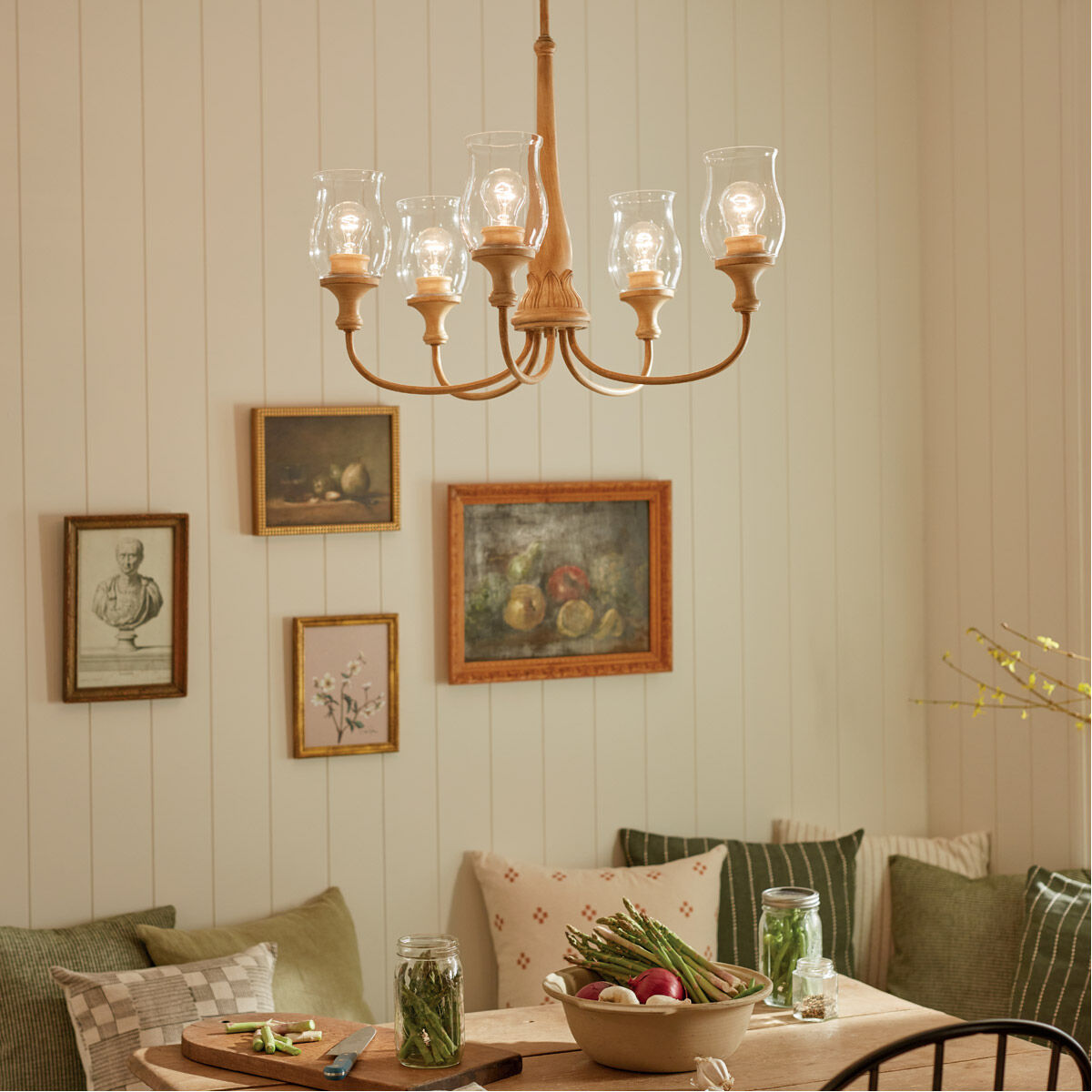 Homestead Melis 5 Light 26.5 inch Adobe Cream Chandelier Ceiling Light in Warm Maple